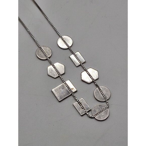 Madewell Holding Pattern Necklace Silver Tone Geometric Shapes Adjustable Slide - Picture 4 of 7